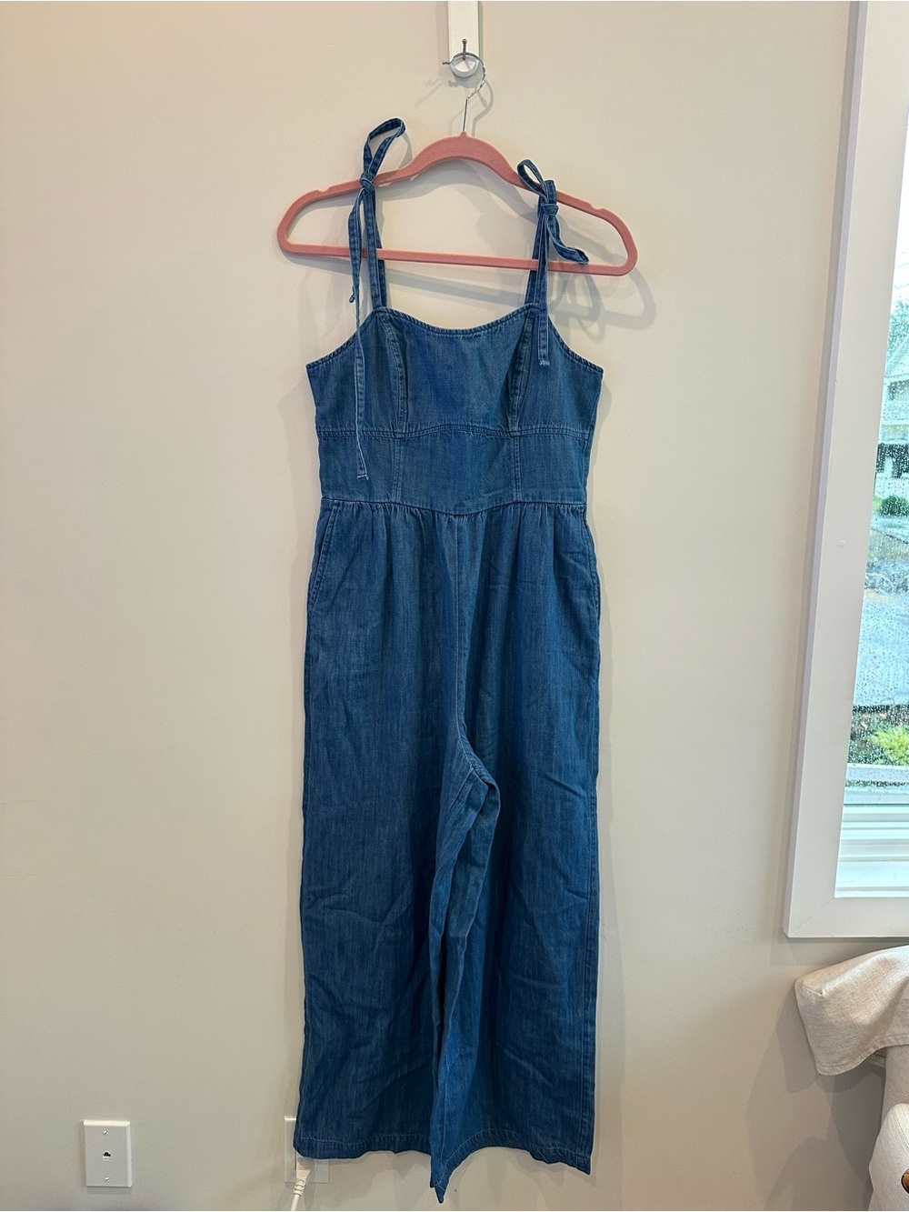 Old Navy Denim Tie-Strap One-Piece Jumpsuit - Blue